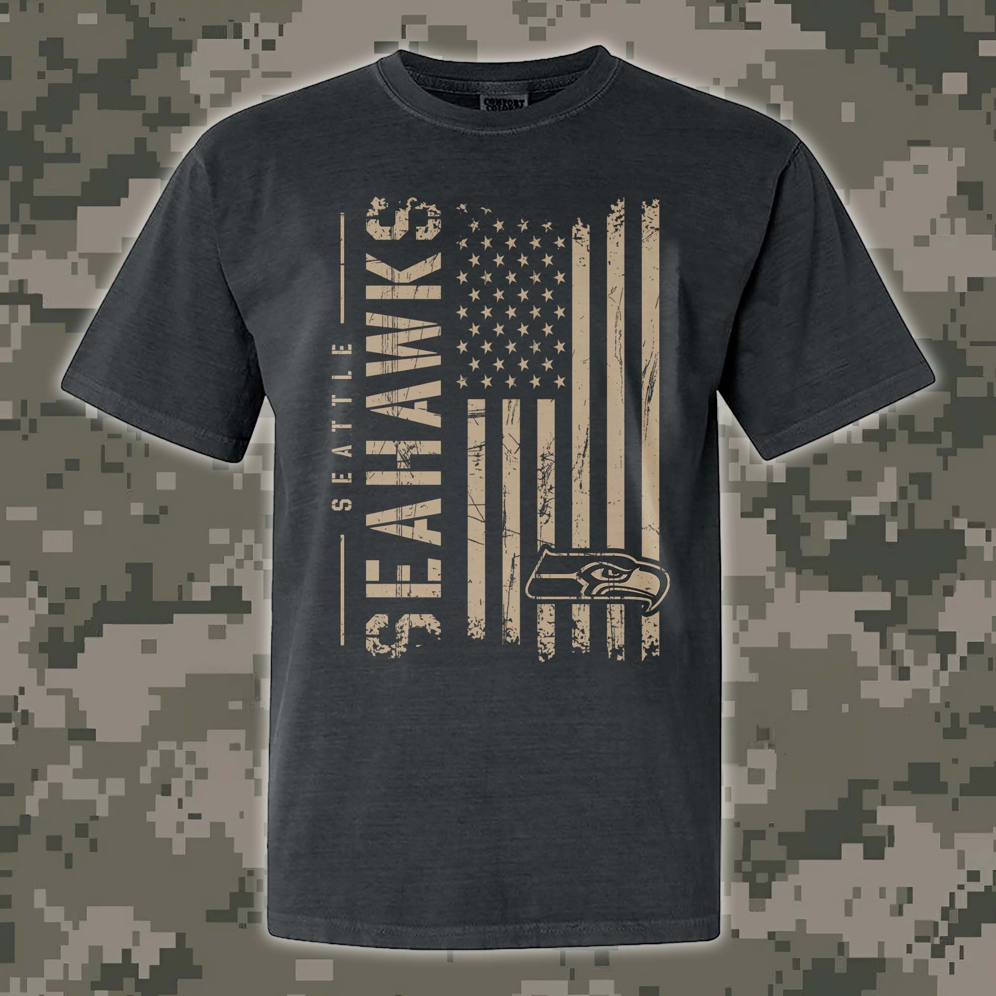 Seattle Seahawks T-shirt Colosseum OHT Military Appreciation Flag PT68212